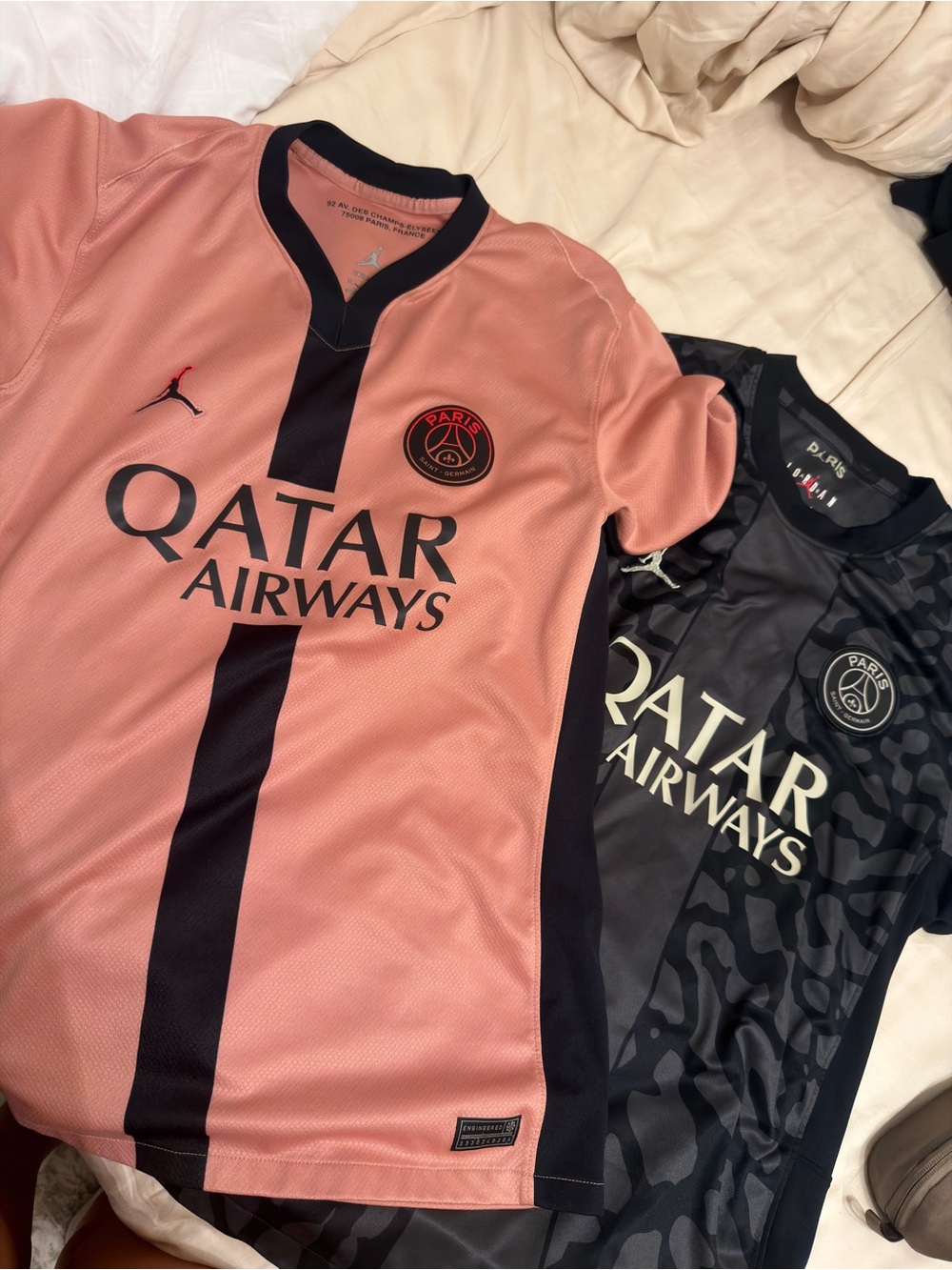 Jordan PSG Kids' Pink and Black Qatar Airways Jersey